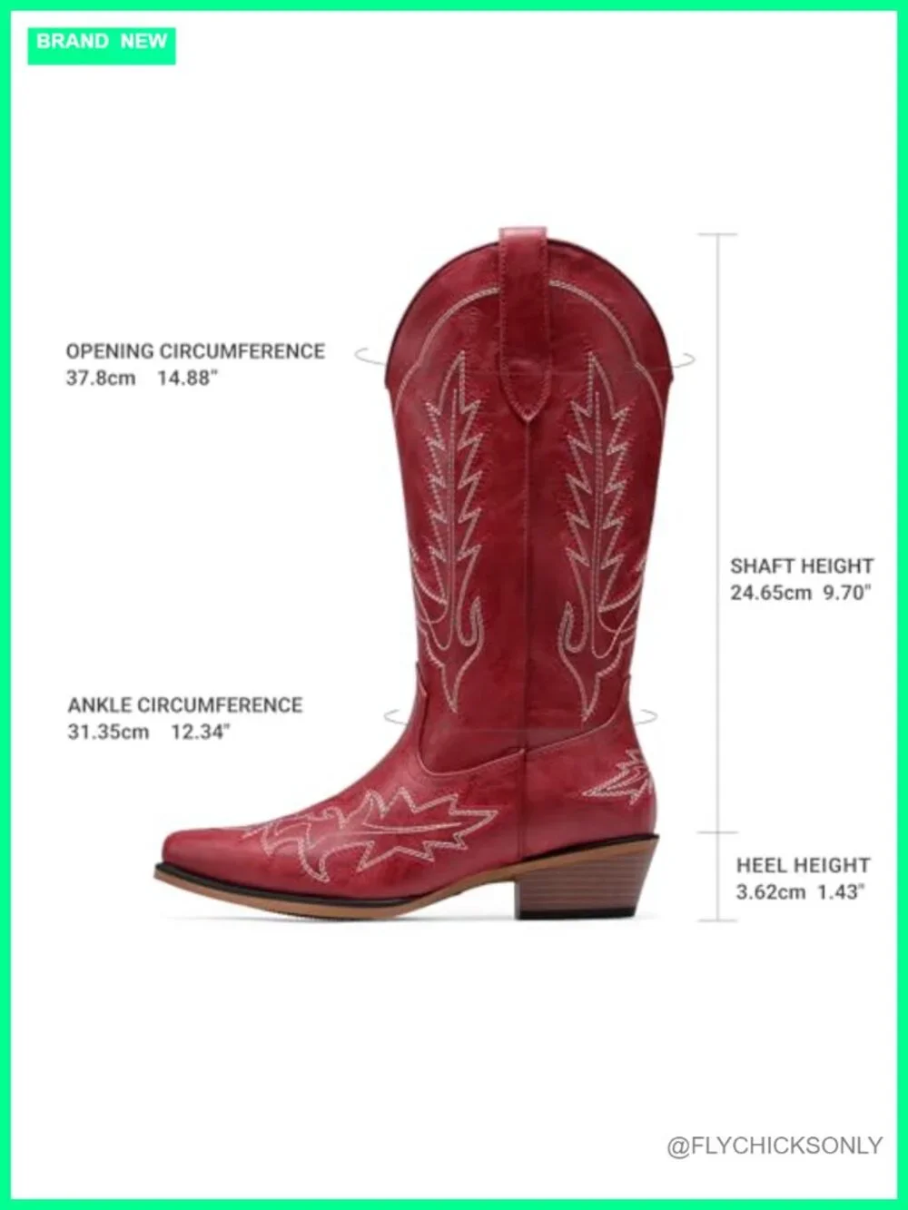 Western Mid Calf Cowboy Boots with Pointed Toe and Low Chunky Heel